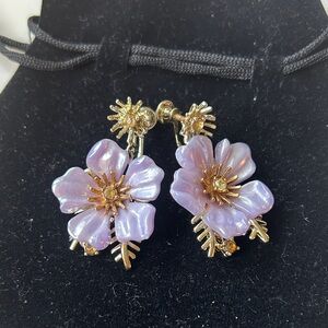 Elegant Purple and gold Floral screw-back non pierced‎ Earrings
